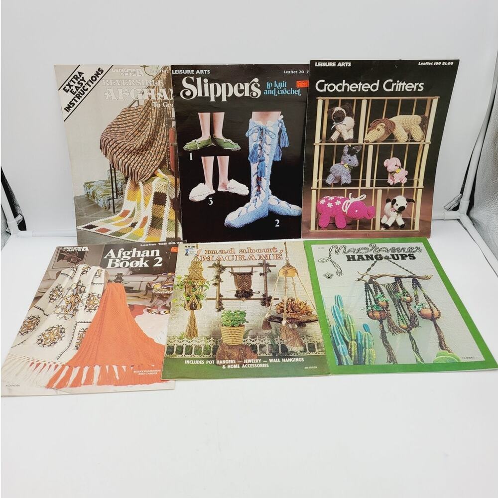 Lot of 6 Vintage Crochet & Knitting Magazines (1973 - 1978)